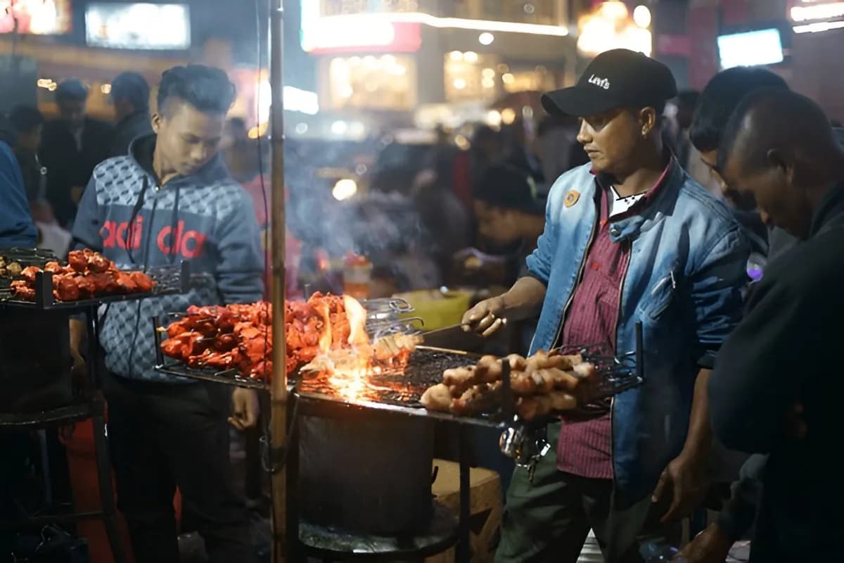 People trying Local Foods